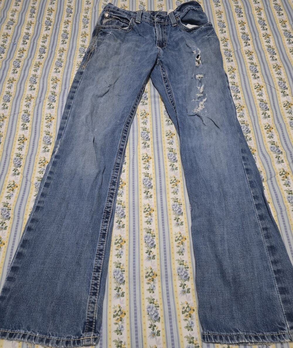 ARIAT M4 Jeans Men 30x34 Low Rise Bootcut Work Distressed Well Worn Trashed